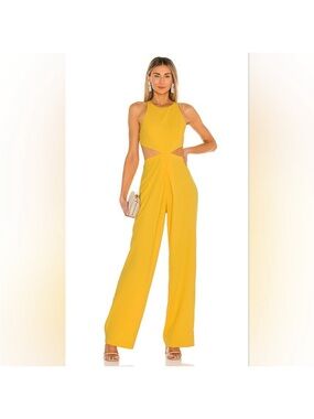 ALICE + OLIVIA "Cara" Cut-Out Jumpsuit - Golden Rod - size 0
